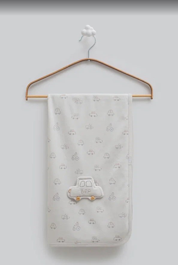 Caramell Erkek Bebek Araba Motifli Battaniye 90/90 GRİ