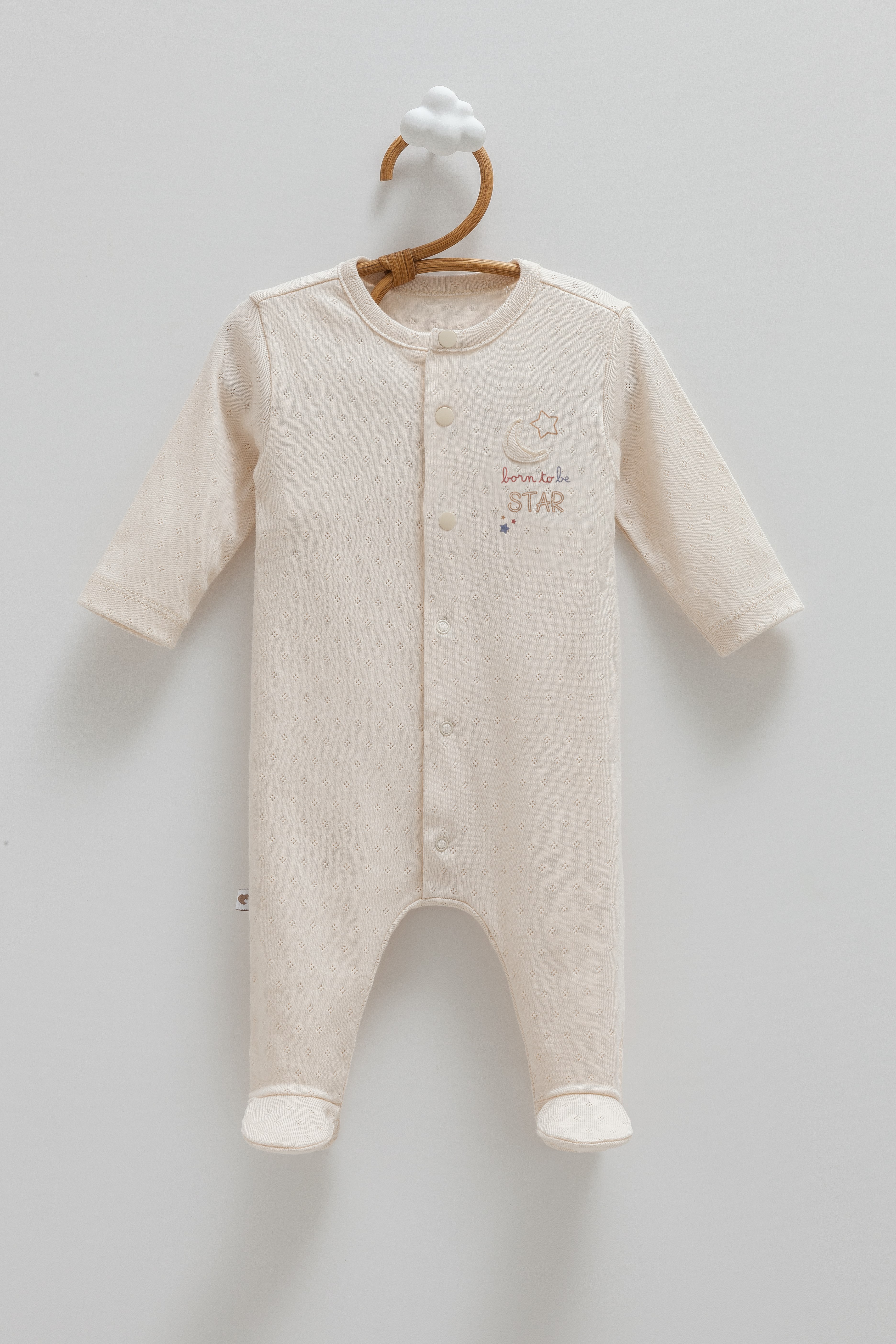 Caramell Erkek Bebek Star Baskılı Çıtçıtlı Patikli Tulum 0-9 Ay BEJ