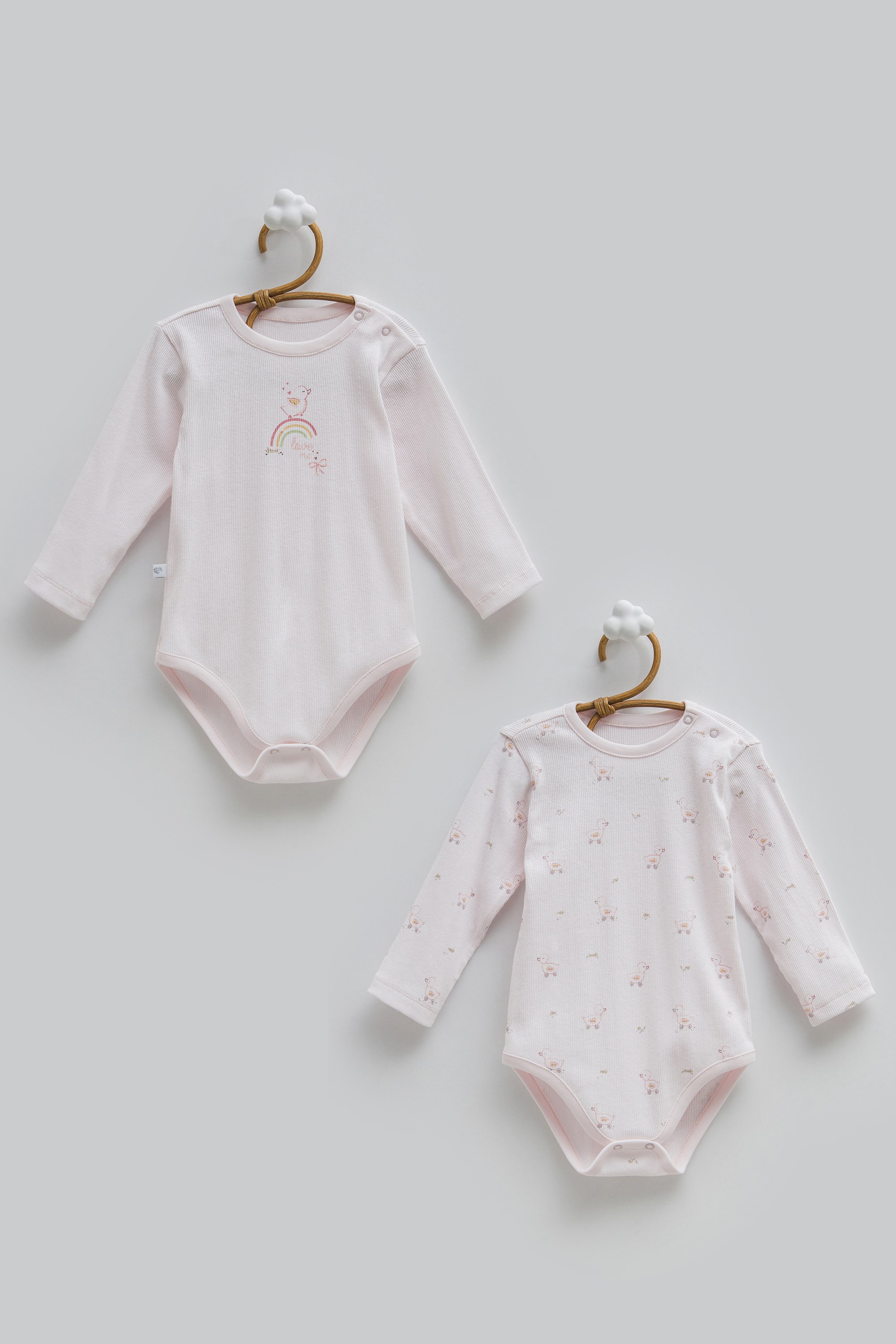 Caramell Kız Bebek  Cute Rabbit Omuz Detaylı İkili Çıtçıtlı Body 9-24 Ay PEMBE