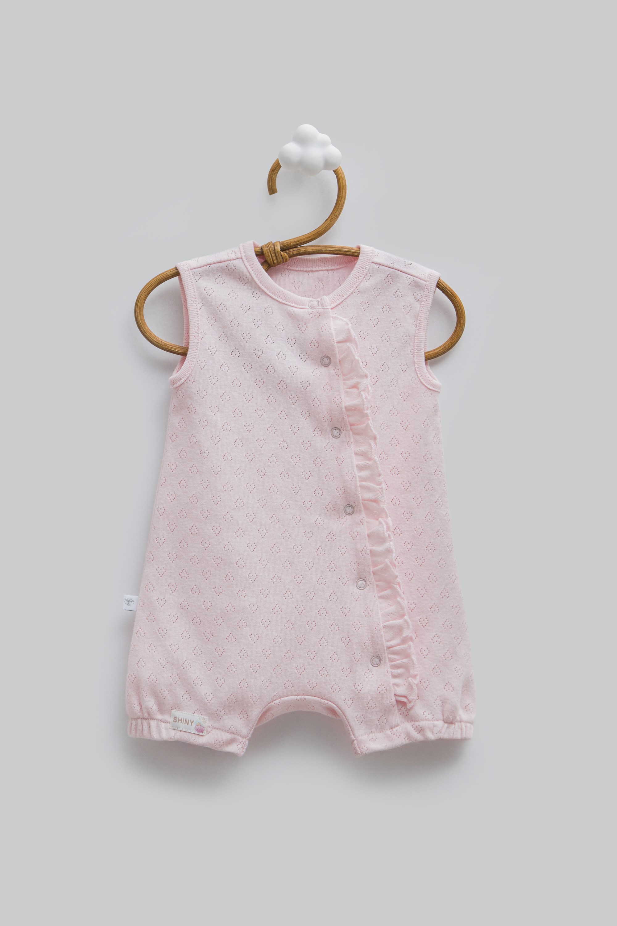 Caramell Kız Bebek Rahat Kumaş Askılı Şortlu Tulum 0-9 Ay PEMBE