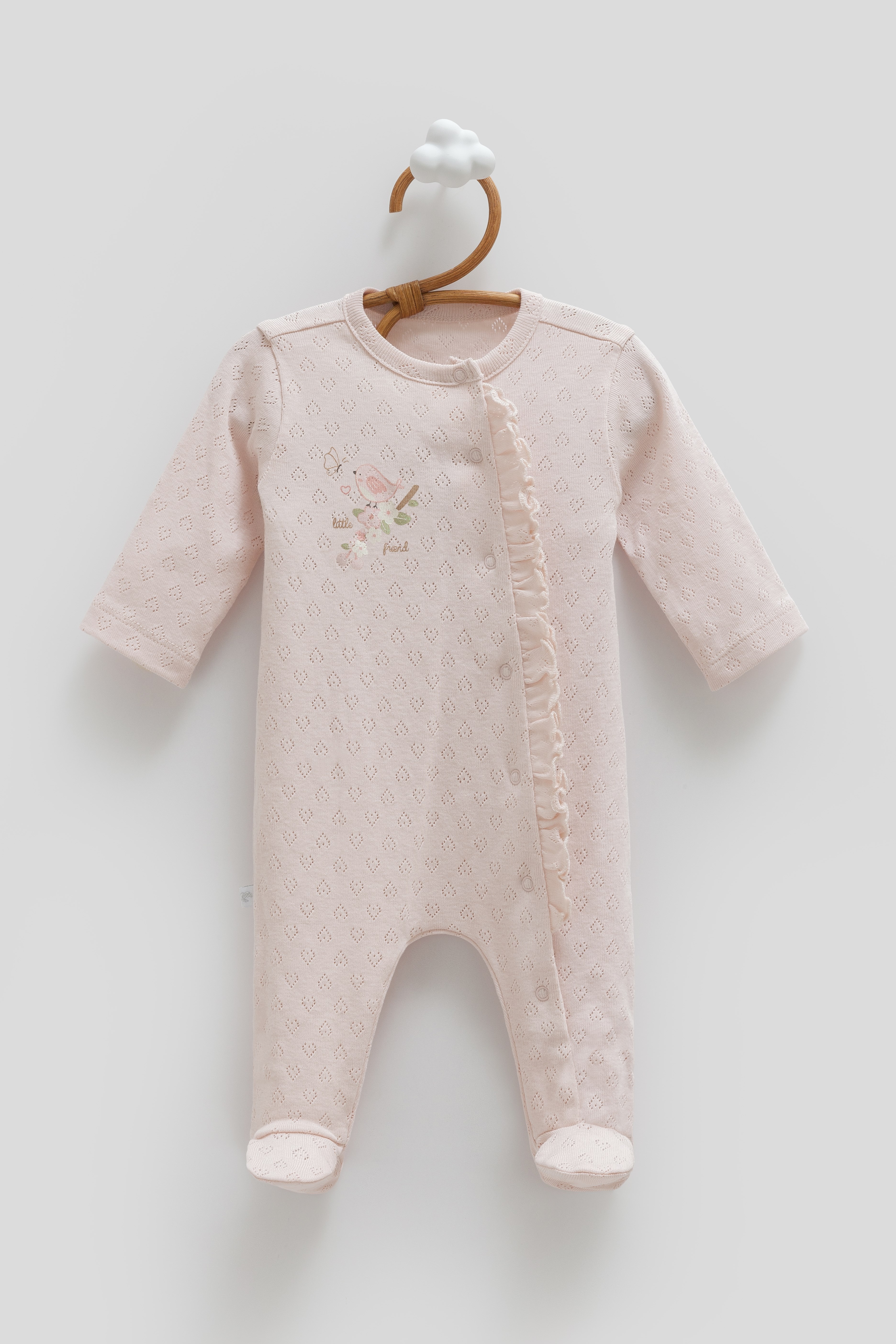 Carammell Kız Bebek Çıtçıtlı Acurlu Patikli Tulum 0-6 Ay PEMBE