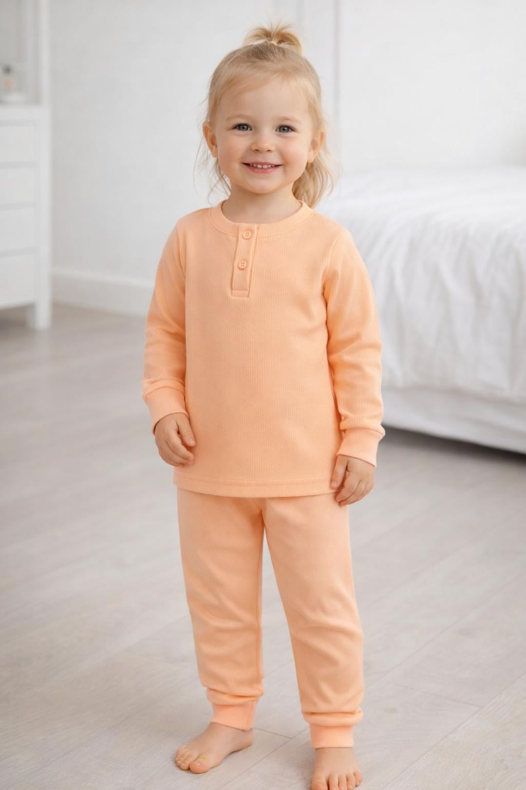 ElmAS Kız Çocuk Basic Fittilli Önden Düğmeli Pijama Takımı 1-9 Yaş ÇOK RENKLİ