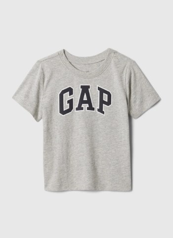 Gap Erkek Bebek Bisiklet Yaka Basic Baskılı Kısa Kol Tişört 1-5 Yaş GRİ