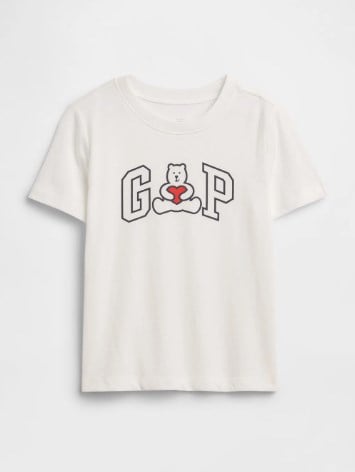 Gap Erkek Bebek Logo Ayıcık Baskı Kısa Kollu Tişört 0-5 Yaş BEYAZ