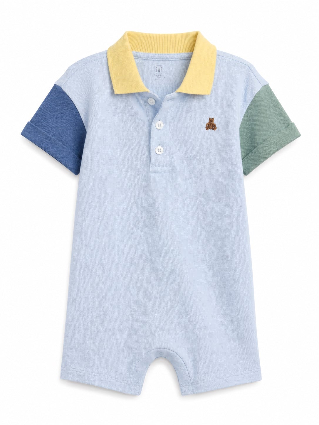 Gap Erkek Bebek Polo Yaka Tulum 0 Ay 12 Ay BEBE MAVİ