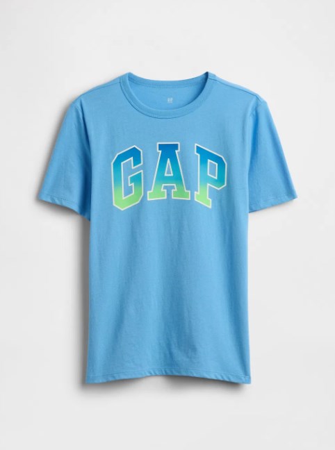 Gap Erkek Çocuk Logo Baskı Kısa Kollu Tişört 4-16 Yaş AÇIK MAVİ