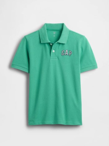Gap  Erkek Çocuk Yeşil Logo Detaylı Pike Polo Yaka Tişört 4-16 Yaş YEŞİL