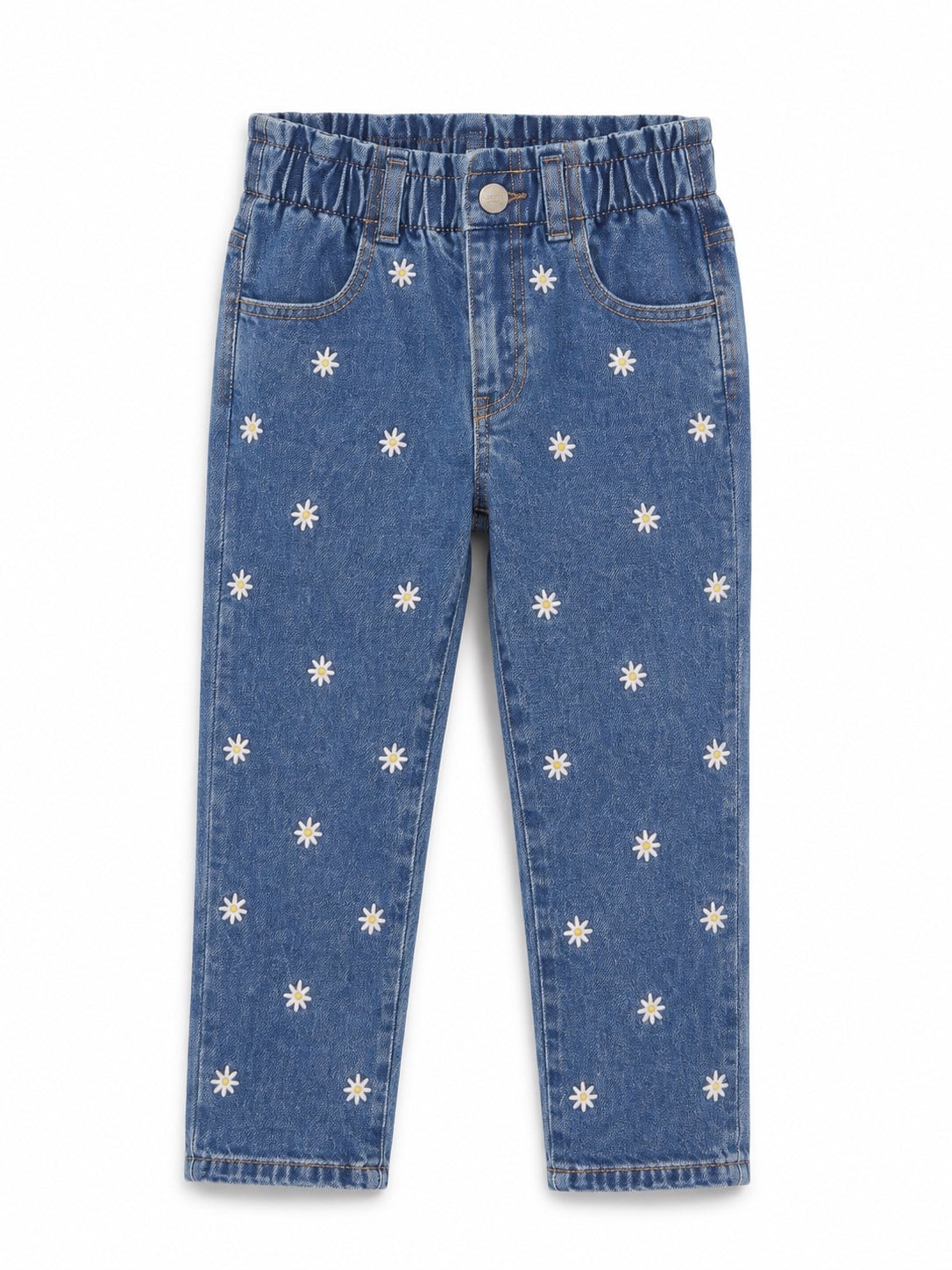 Gap Kız Bebek Papatya Nakışlı  Kot Pantolon 1-6 Yaş MAVİ