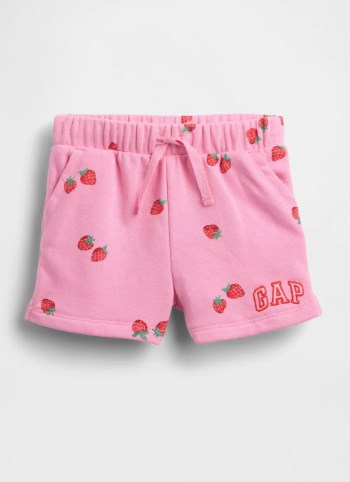 Gap Kız Bebek Pembe Çilek Desenli Logo Pull-On Şort 0-5 Yaş PEMBE