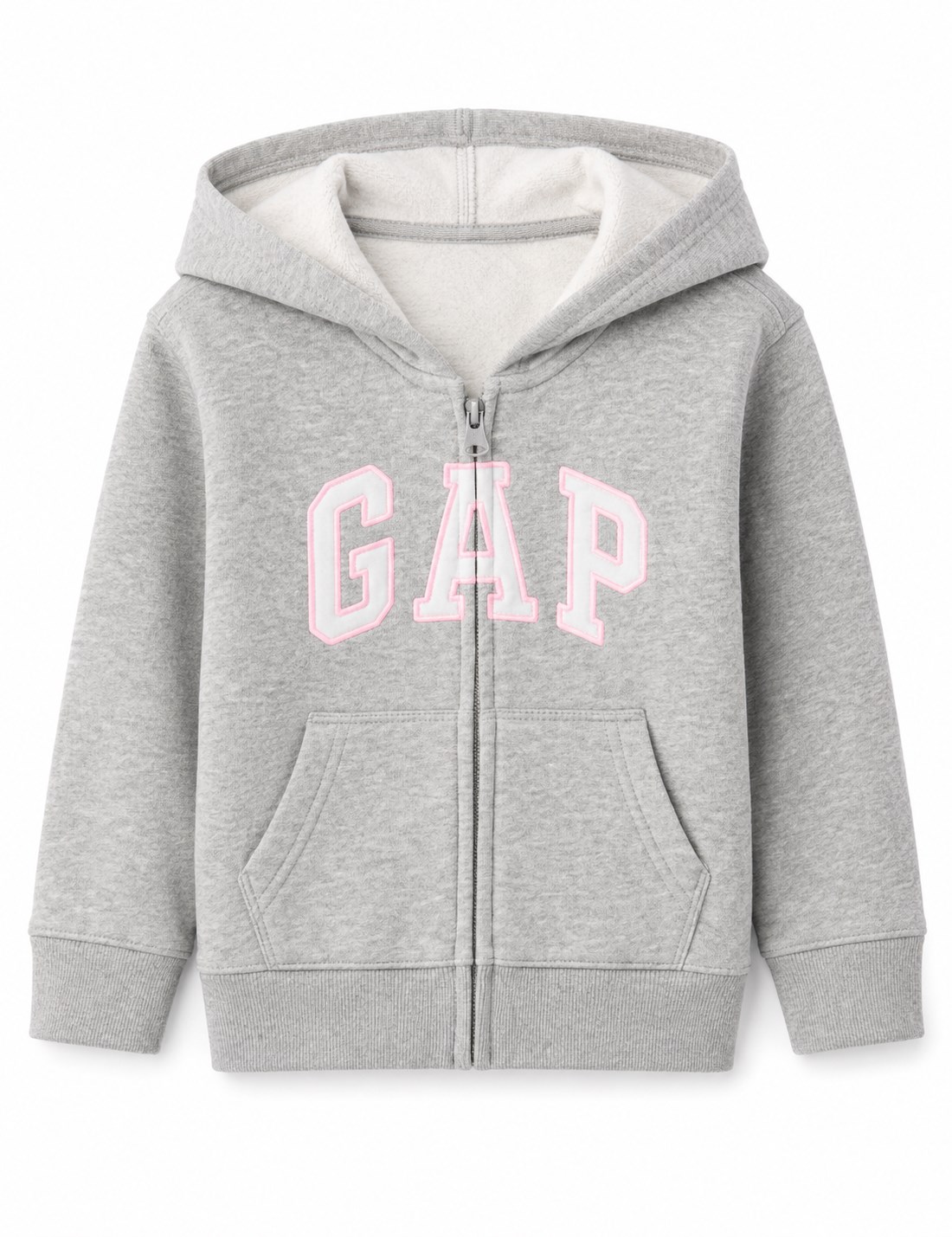 Gap Kız Bebek Pembe Detaylı Fermuarlı Ceket 0-6 Yaş GRİ MELANJ