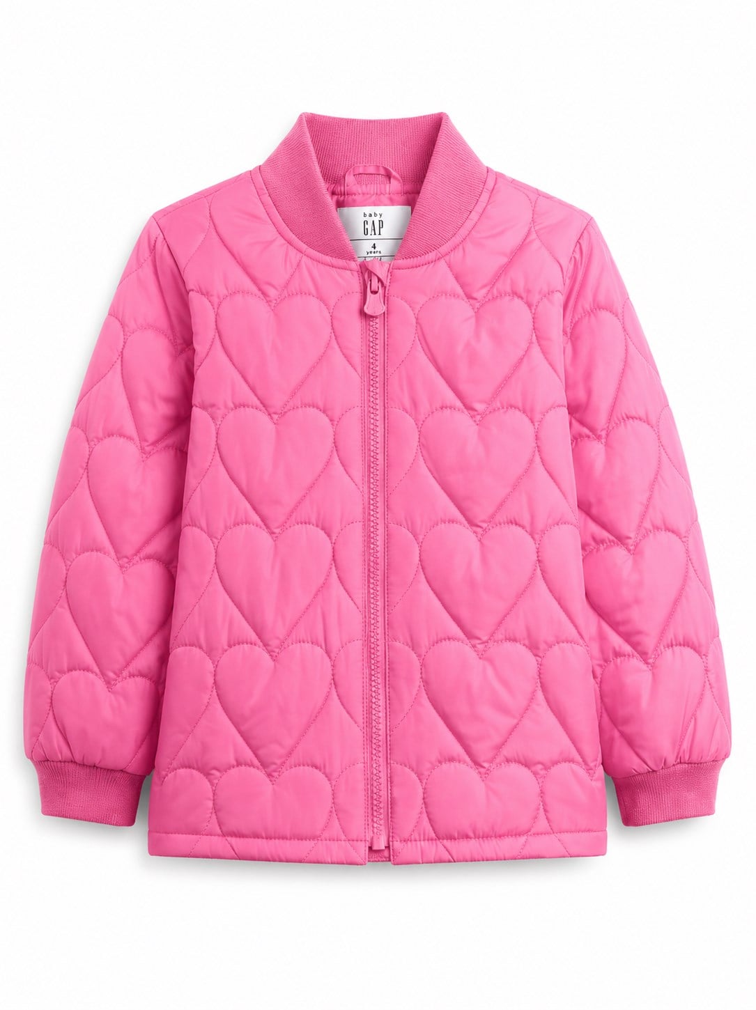 Gap Kız Çocuk Kalp Desenli Kapitone Şişme Mont 1-6 Yaş PEMBE
