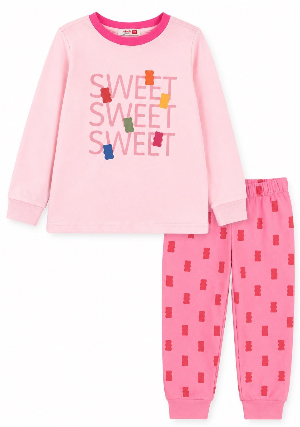 Haribo Kız Çocuk Jelibon Desenli Pamuklu Uzun Kollu Pijama Takımı 6-14 Yaş PEMBE