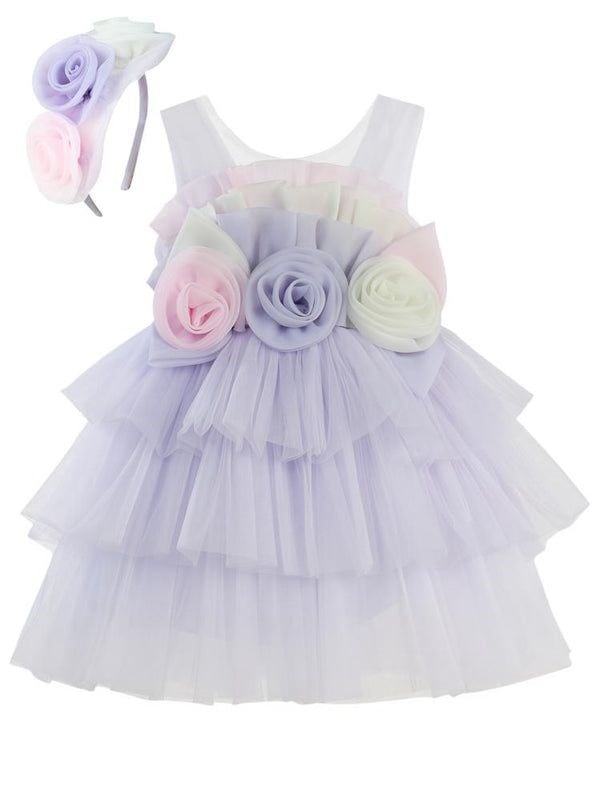 KIZ BEBEK 3186 RENKLİ GÜL YAKA ABİYE GKMH0028