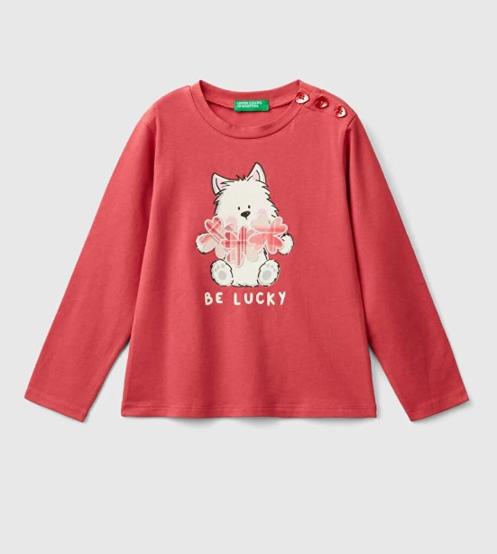 KIZ BEBEK BE LUCKY BASKI AYICIKLI TSHIRT GKB1045
