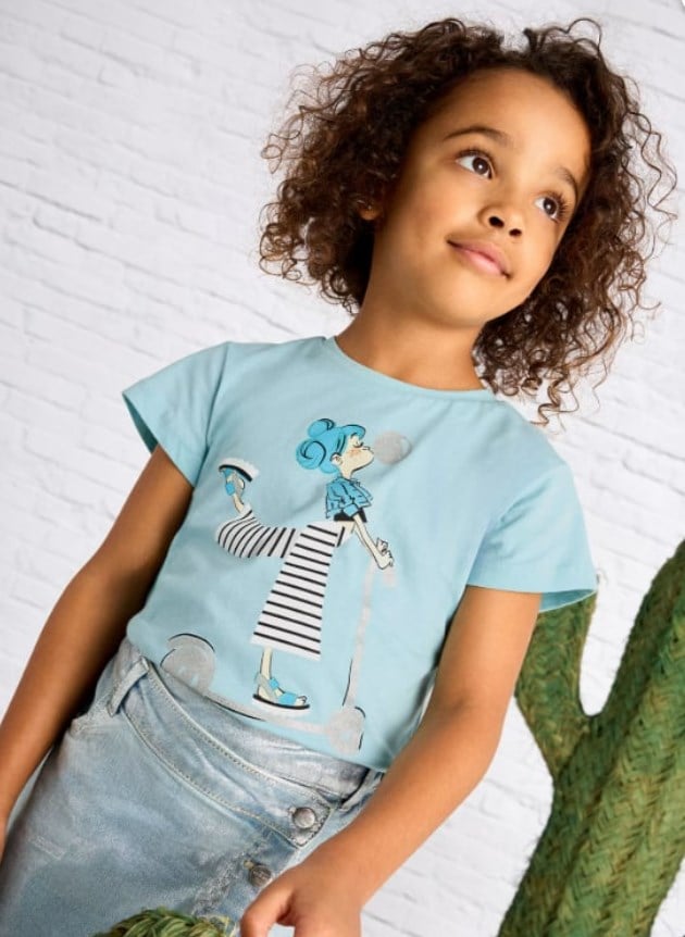 KIZ ÇOCUK 3014 ANİS DÜZ  T-SHIRT  GKM0197