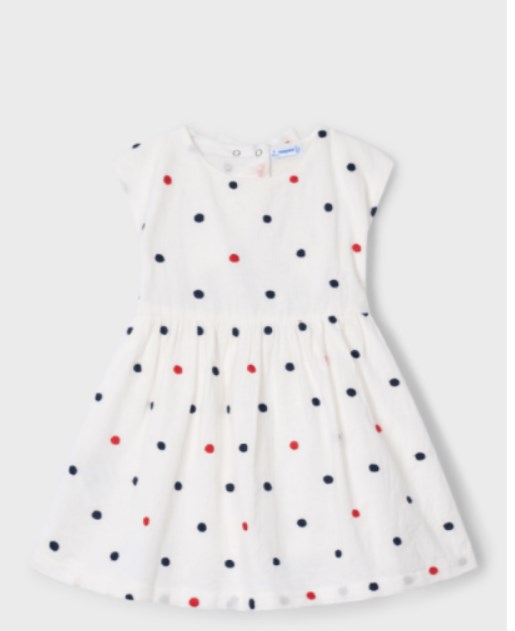 KIZ ÇOCUK 3921 İŞLEMELİ POLKA DOT ELBİSE GKM0302