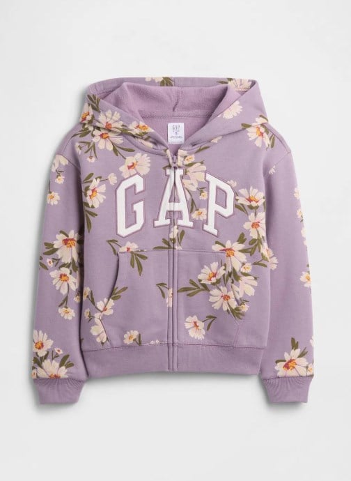 KIZ ÇOCUK GAP LOGO ÇİÇEKLİ FERMUARLI SWEATSHIRT