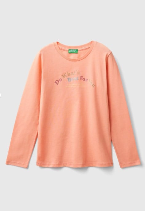 KIZ ÇOCUK SİM BASKI BENETTON UZUN TSHİRT GKB1035