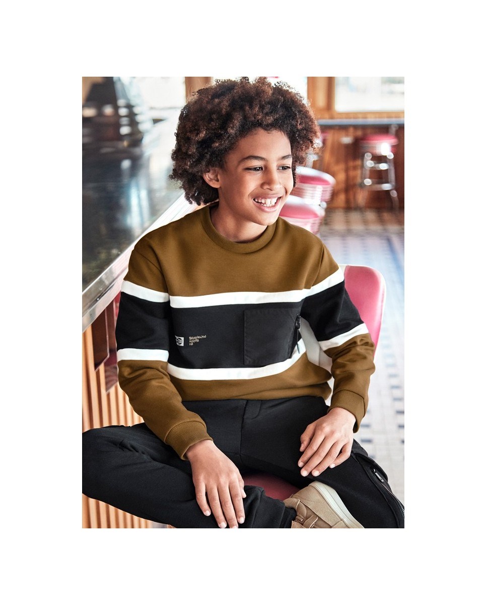 Mayoral Erkek Çocuk Renk Bloklu Sweatshirt 8-18 Yaş BEYAZ