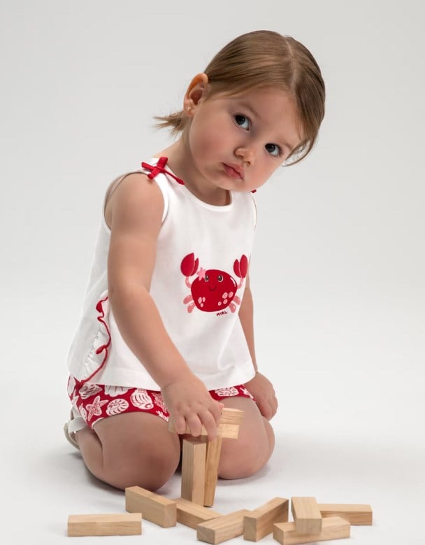 Mayoral Kız Bebek Yengeç Baskılı Şort Takım 6 Ay 4 Yaş KIRMIZI