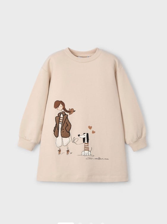 Mayoral Kız Çocuk Mini Polar Sweat Elbise 2-10 Yaş KREM