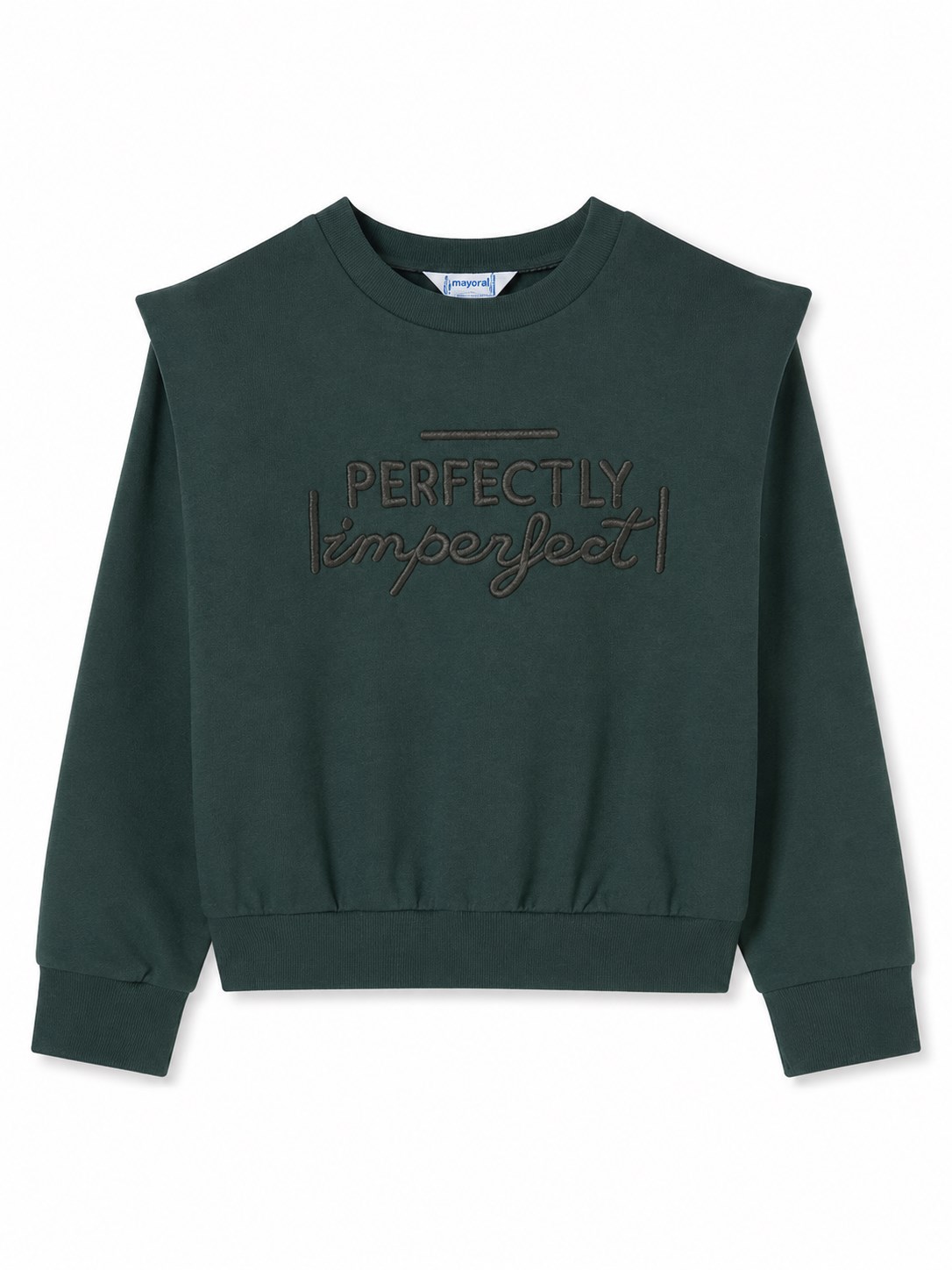 Mayoral Kız Çocuk Perfectly Imperfect Nakışlı Vatkalı Sweatshirt 2-10 Yaş YEŞİL