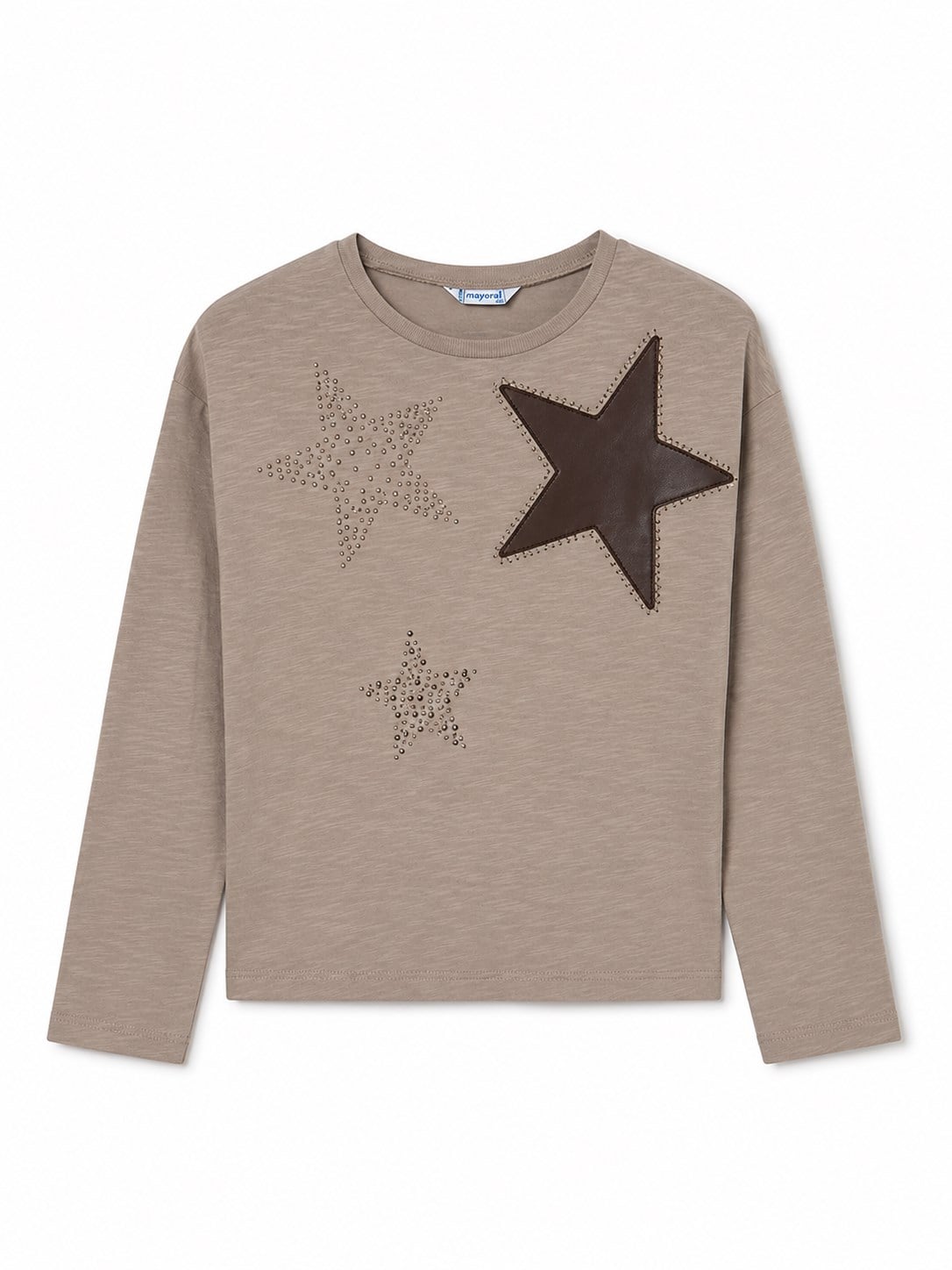 Mayoral Kız Çocuk Yıldız Baskılı Çocuk Sweatshirt 8-18 Yaş KAHVERENGİ