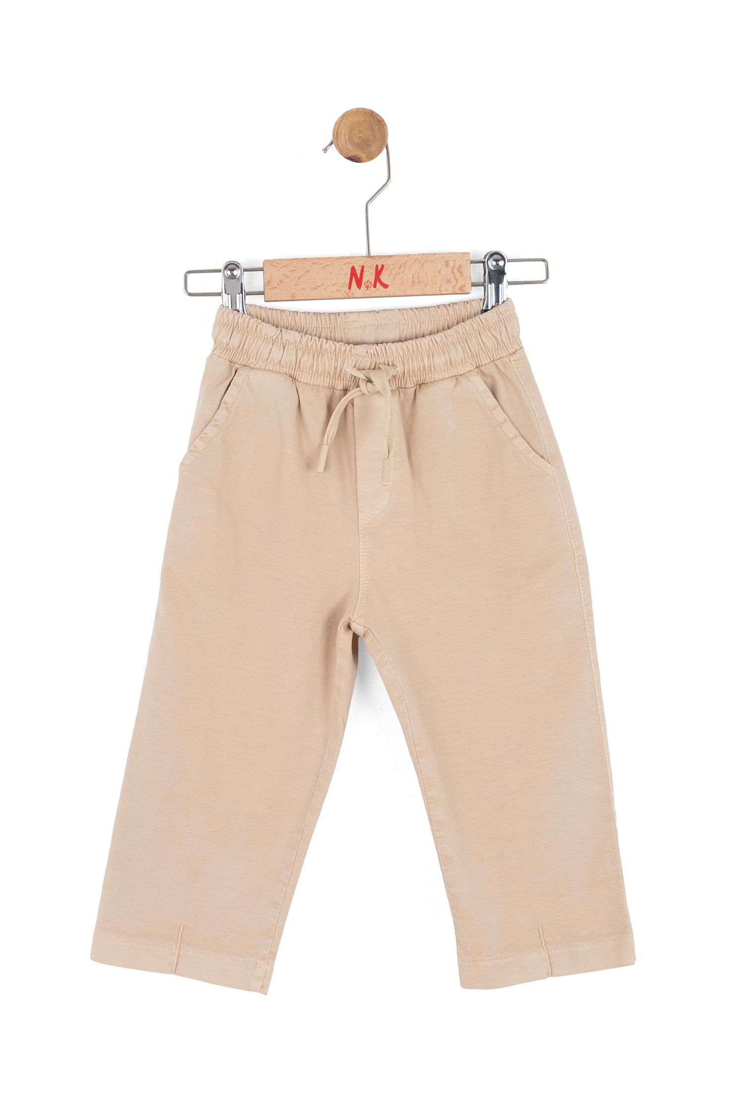Nk Erkek Bebek Uzun Paça Lastikli Ve  Bağcıklı Bel Detaylı Pantolon 1-4 Yaş CAMEL