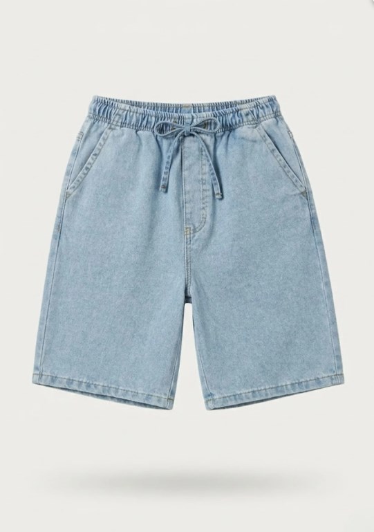 Nk Erkek Çocuk Beli Lastikli Jean Şort  8-14 Yaş MAVİ