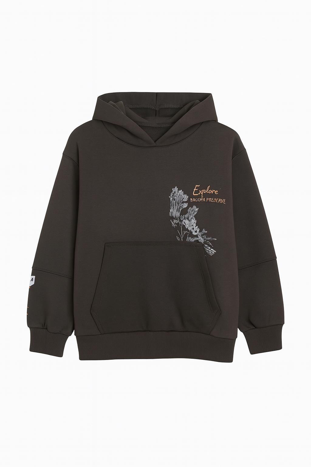 Nk Erkek Çocuk Explore Baskı Cepli Swaetshirt 4-8 Yaş KAHVE