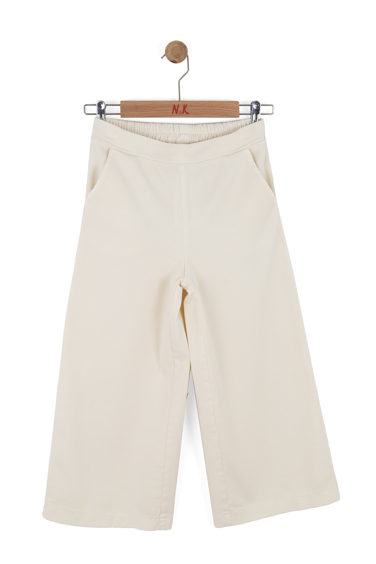 Nk Kız Çocuk Basic Cepli Bol Paça Pantolon 4-8 Yaş KREM