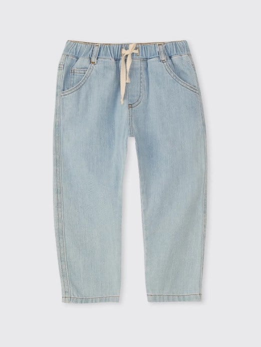 Panço Erkek Bebek Bağcıklı Lastkli Bel Denim Pantolon 0-4 Yaş MAVİ