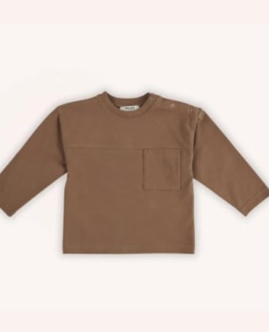 Panço Erkek Çocuk Cep Detaylı Uzun Kollu Tişört 0-3 Yaş CAMEL