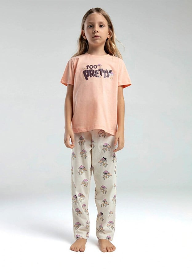 RolyPol Anne-Kız  Too Pretty Mantar Desenli Pijama Takımı SOMON