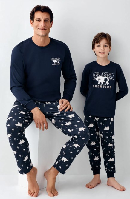 RolyPoly Baba Oğul Alaska Baskı Pijama Takımı S-Xxl LACİVERT