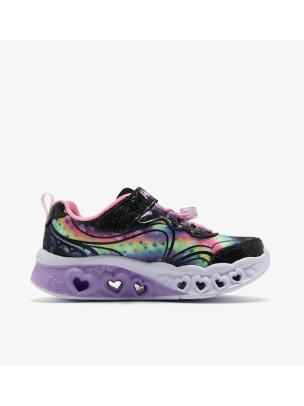 Skechers Kız Çocuk Kalp Taban Işıklı Spor Ayakkabı SİYAH - PEMBE