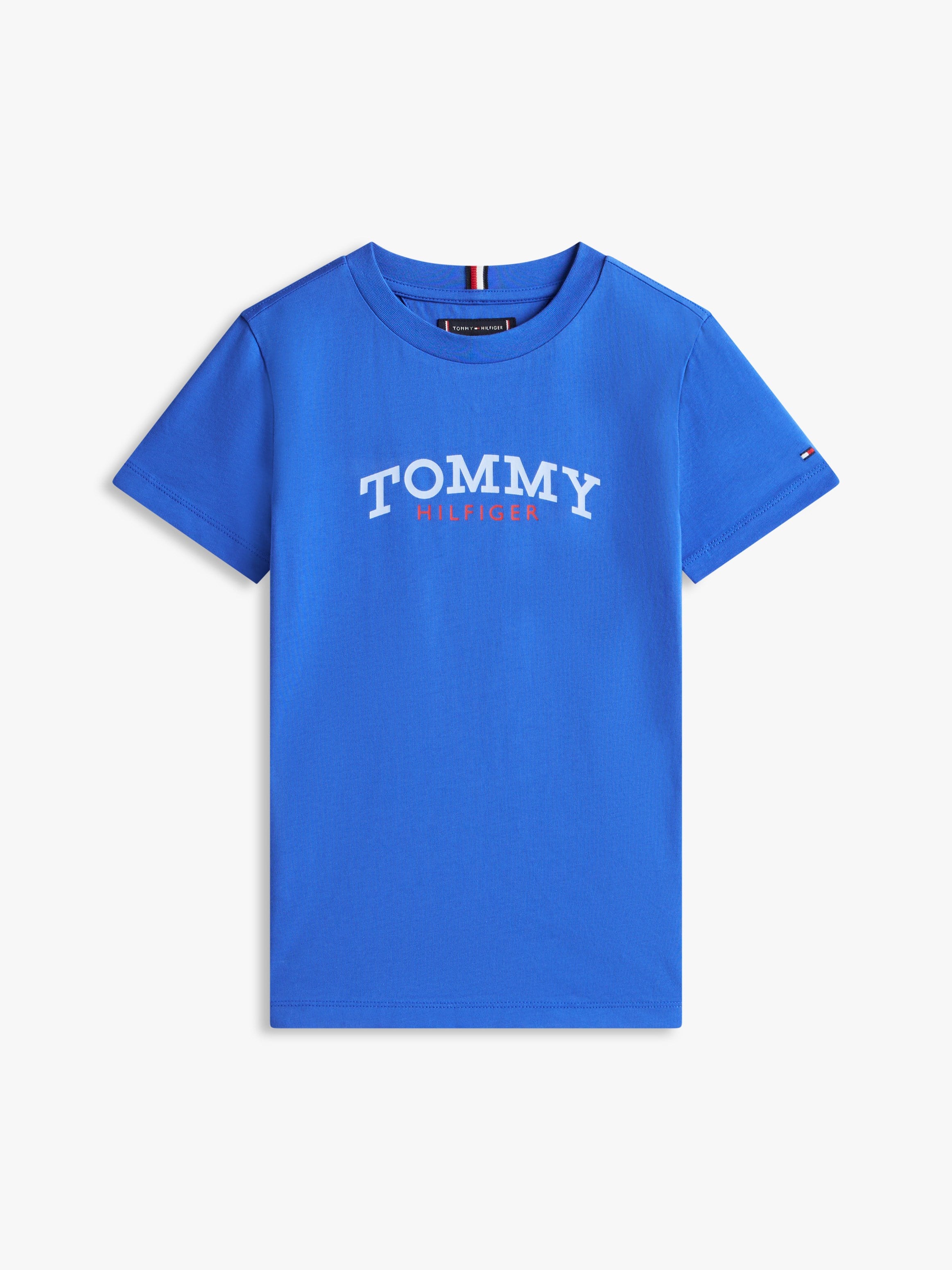 Tommy Hilfiger Çocuk  Bisiklet Yaka Logo Baskılı Tişört 4-16 Yaş MAVİ