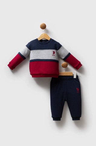 U.s Polo Erkek Bebek Uzun Kollu Üst Ve Lastikli Pantolon 2'li Takım 6-36 Ay LACİVERT