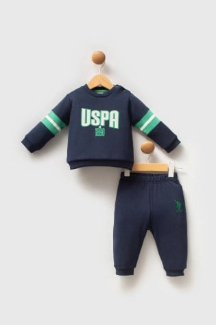 U.s Polo Assn Erkek Bebek Uzun Kollu Uspa Yazı Baskılı 2 Li Takım 6-36 Ay LACİVERT - YEŞİL