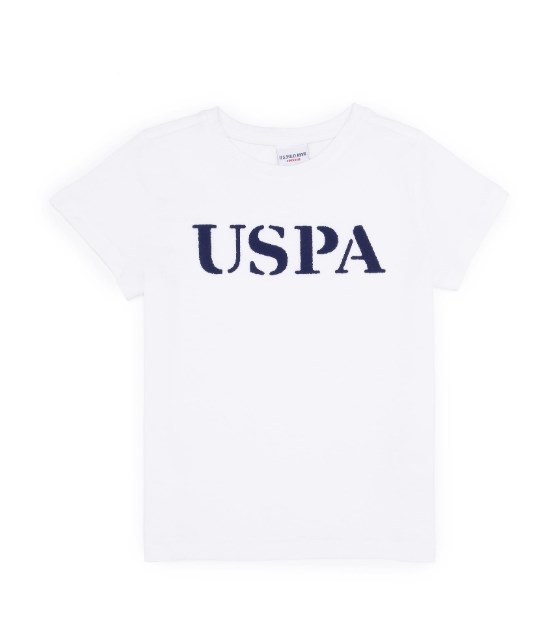 U.s Polo Assn Erkek Çocuk Kısa Kollu Bisiklet Yaka Uspa Baskılı Tişört 3-14 Yaş BEYAZ