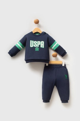 U.s Polo Assn Erkek Bebek Uzun Kollu Uspa Yazı Baskılı 2 Li Takım 6-36 Ay LACİVERT - YEŞİL