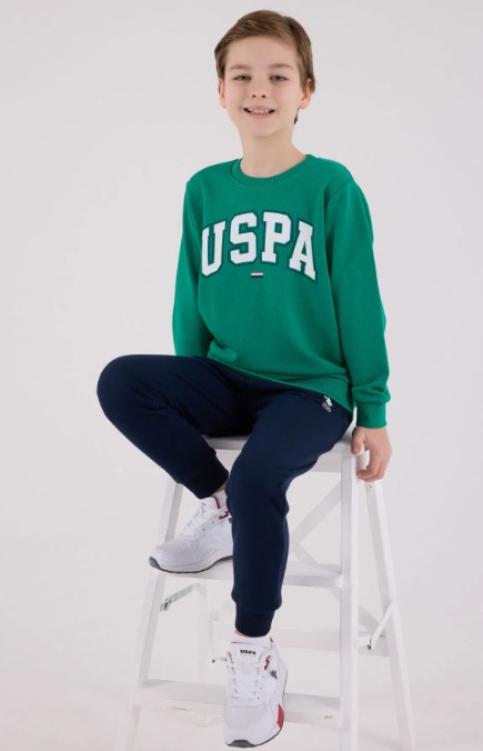 U.s Polo Assn Erkek Çocuk  Bisiklet Yaka Uzun Kollu Lastikli Bel Eşofman 4-8 Yaş ORMAN YEŞİLİ