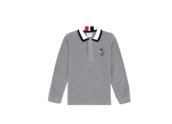 U.s Polo Assn. Erkek Çocuk Polo Yaka Tasarımı Arma Nakış Detaylı Sweatshirt 3-14 Yaş GRİ MELANJ
