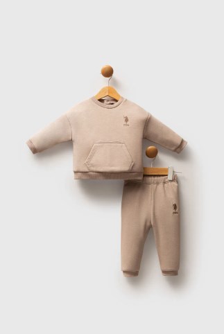 U.s Polo Assn. Erkek Bebek Uzun Kollu Üst Ve Alt Parçadan Oluşan 2li Takım 6-36 Ay KUM