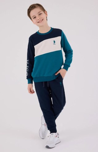 U.s Polo Assn.Erkek Çocuk Renk Bloklu Sweatshirt ve Eşofman Takım 9-15 Yaş YEŞİL