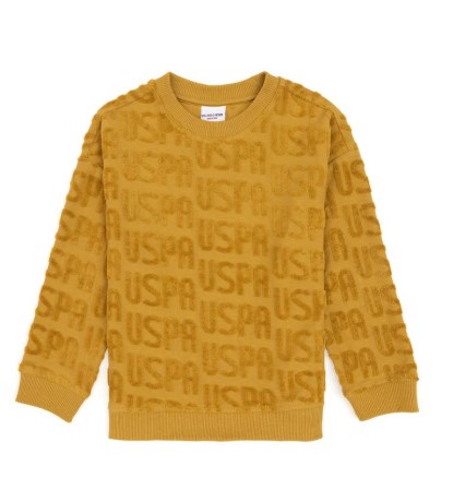 U.S. Polo Assn. Kabartma Yazı Detaylı Çocuk Sweatshirt 4-12 Yaş YAĞ YEŞİLİ
