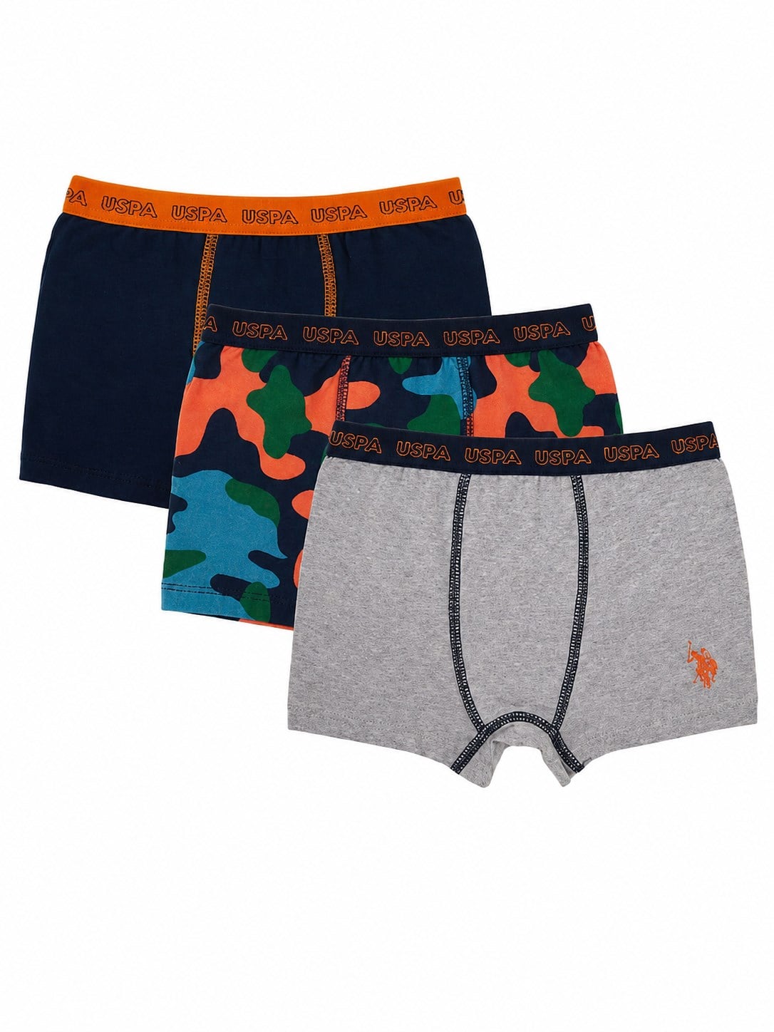 U.S. Polo Assn. Military Detail Erkek Çocuk 3'lü Boxer 3-14 Yaş LACİVERT