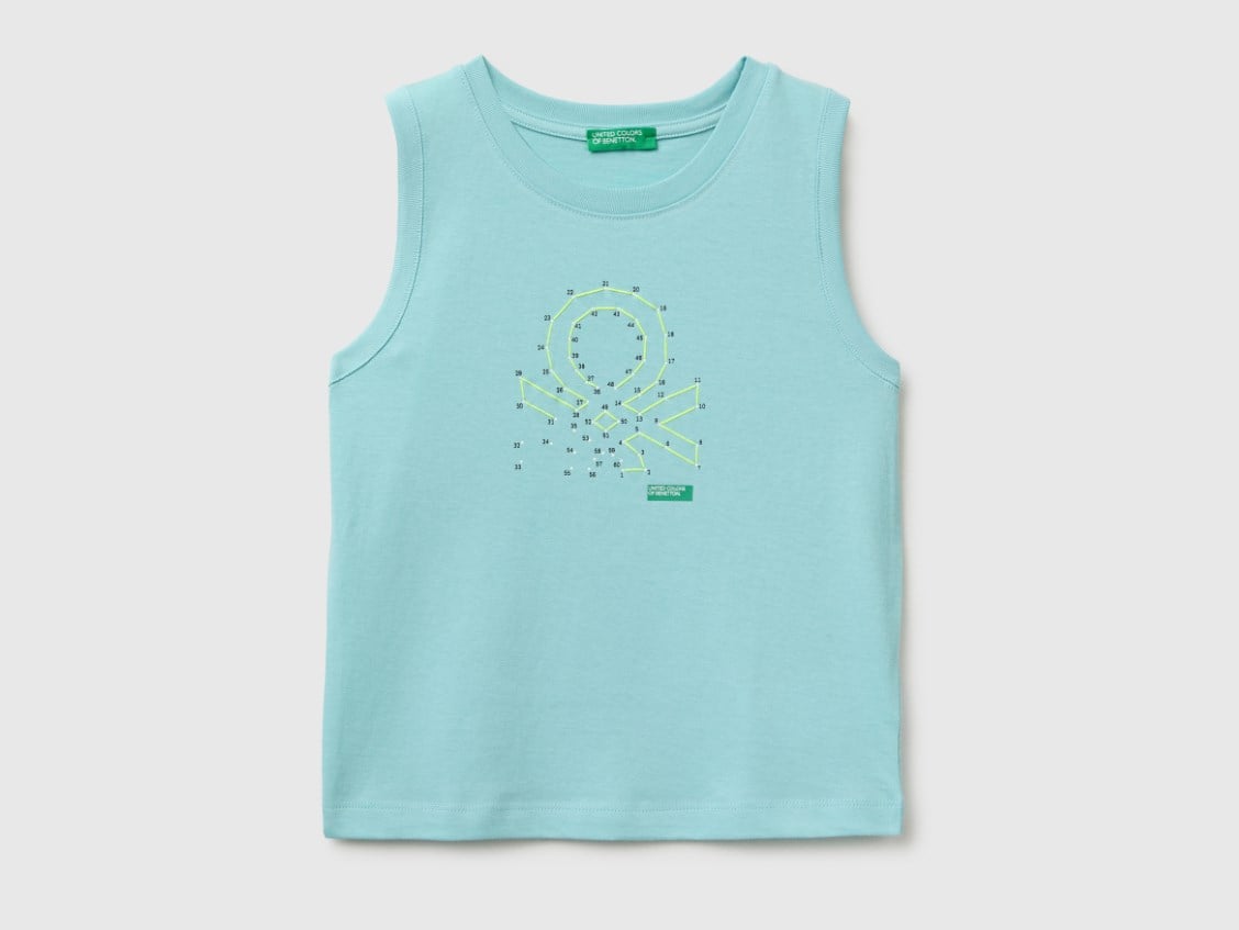 United Colors of Benetton Erkek Bebek Logo Baskılı Pamuklu Atlet 1-5 Yaş SU YEŞİLİ