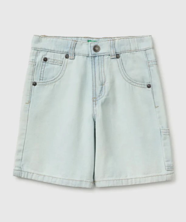 United Colors of Benetton Erkek Bebek  Bermuda Jean Şort 1-5 Yaş AÇIK MAVİ