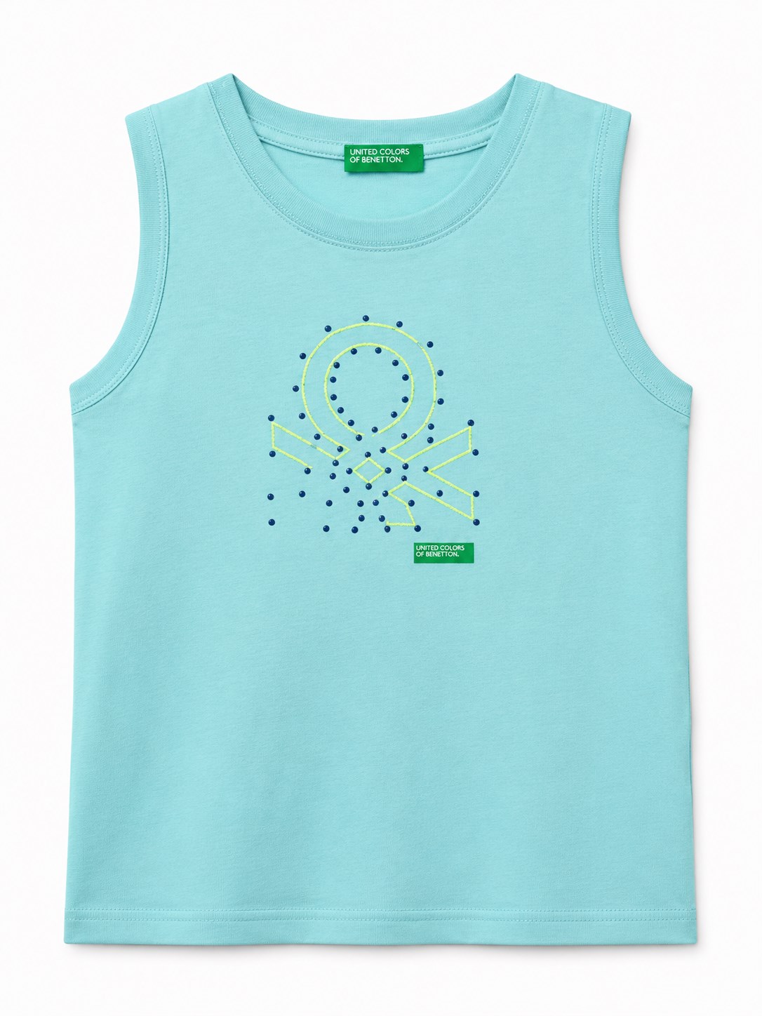 United Colors of Benetton Erkek Bebek Logo Baskılı Pamuklu Atlet 1-5 Yaş SU YEŞİLİ